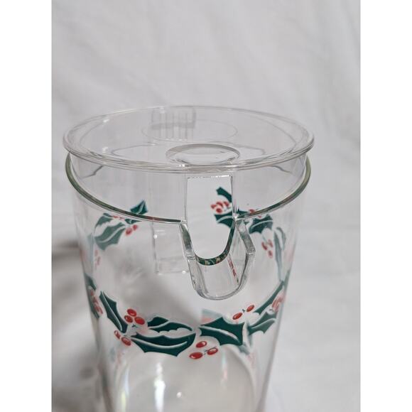 Vtg 11 Piece Acrylic Serving Set Tray Pitcher Cups Christmas Holly Leaves NOS - Picture 4 of 13